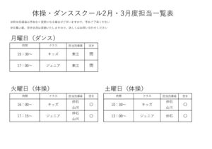 体操・ダンス担当一覧のサムネイル